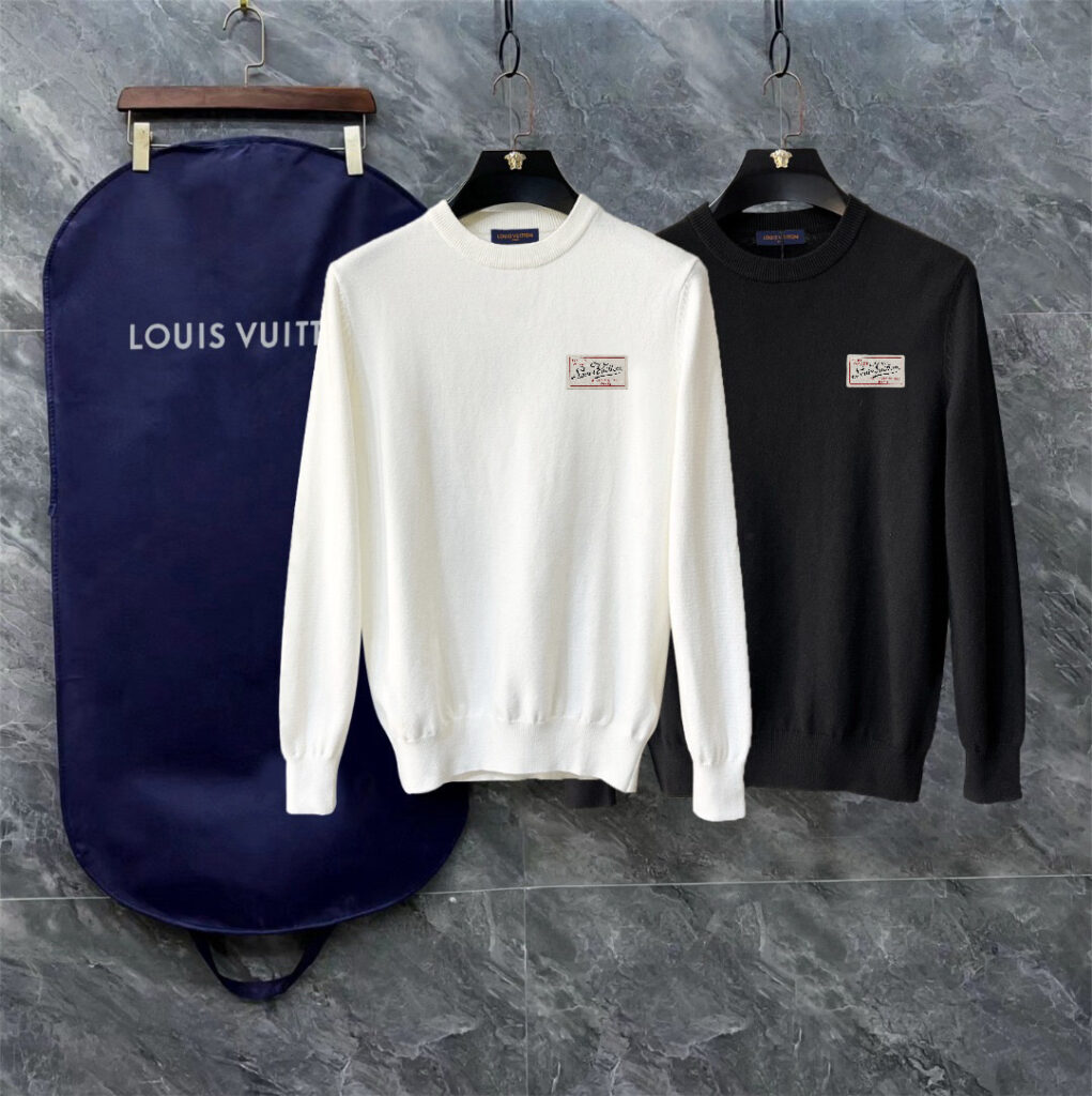 ルイ・ヴィトン「Louis Vuitton」秋冬用ロゴ入り丸首ニットセーター