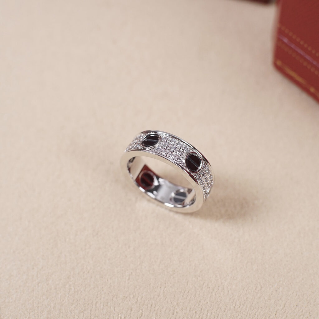 カルティエ「Cartier」 ラブ エタニティ スリム 3列ダイヤ ブラックピン リング