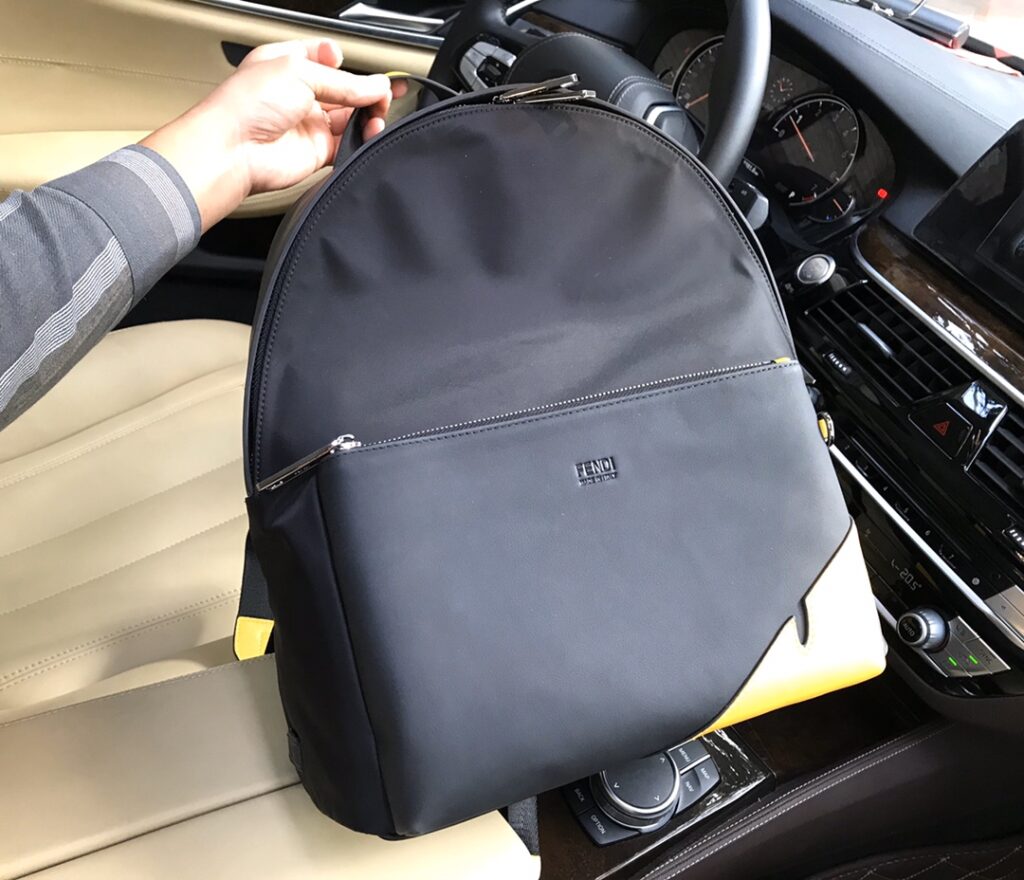 フェンディ「Fendi」バグズ メンズ ナイロン&レザー バックパック