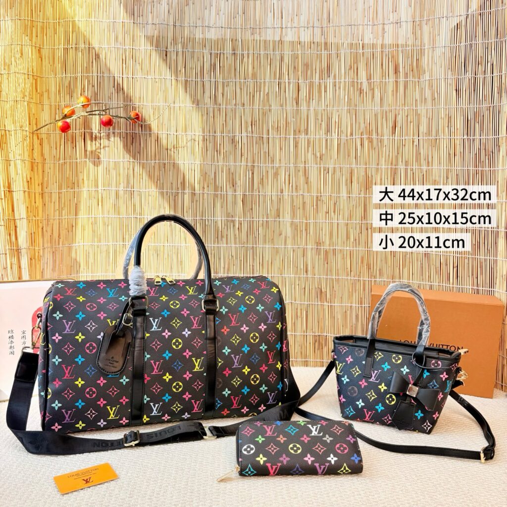 「ルイ・ヴィトン」Louis Vuitton 3 点セット 特価セール モノグラムホワイト トラベルバッグ+バスケットバッグ+財布 3 点セット