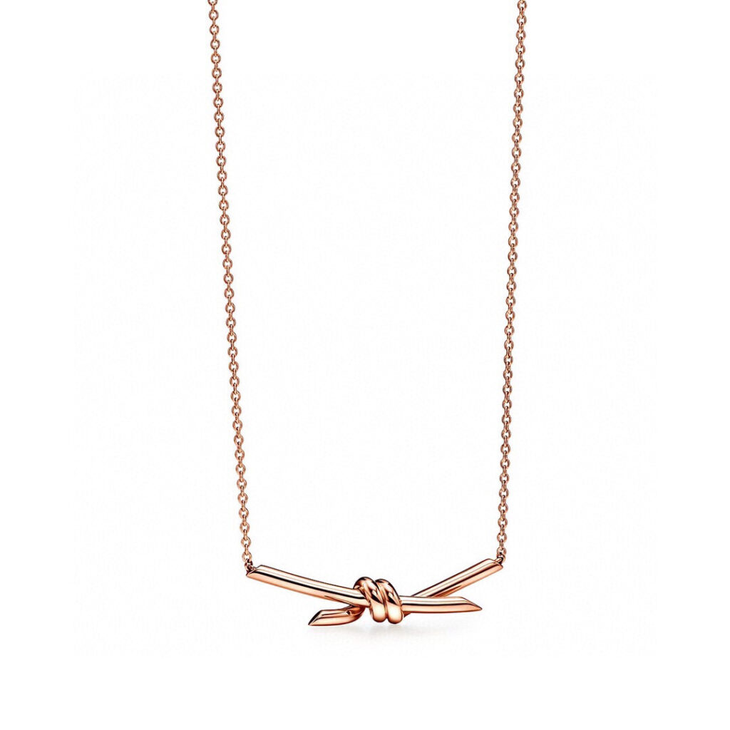 ティファニー「Tiffany & Co.」 Knot シリーズ ダイヤモンドネックレス38.1-43.2CM