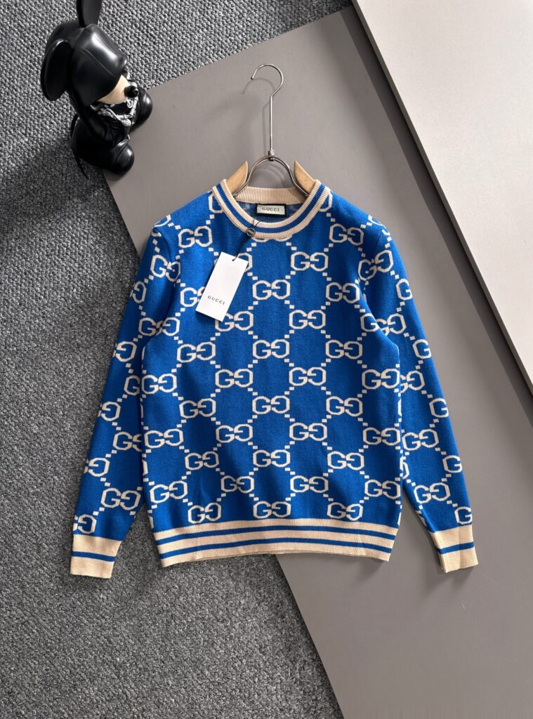 グッチ「Gucci」秋冬ウール混紡丸首プルオーバーニットセーター