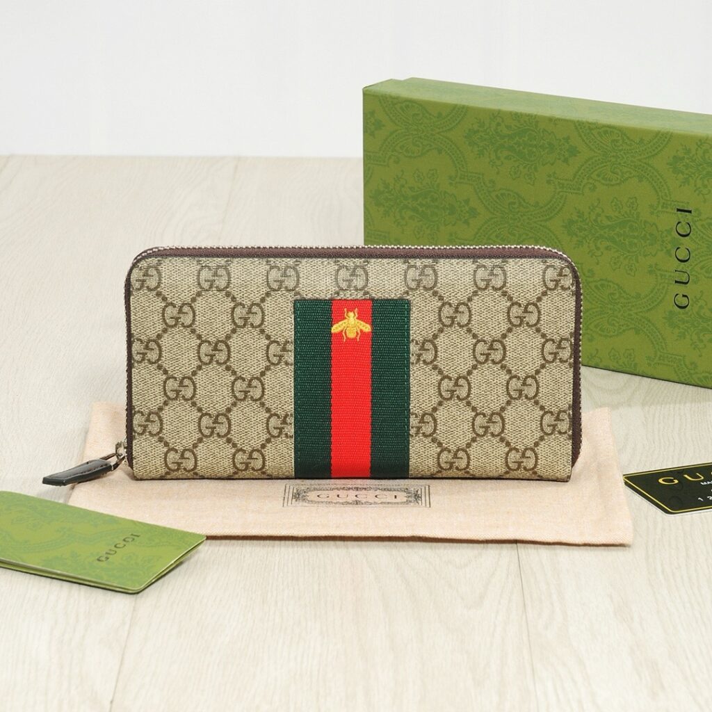 グッチ「Gucci」 ウェブ GGスプリーム キャンバス ジップアラウンドウォレット
