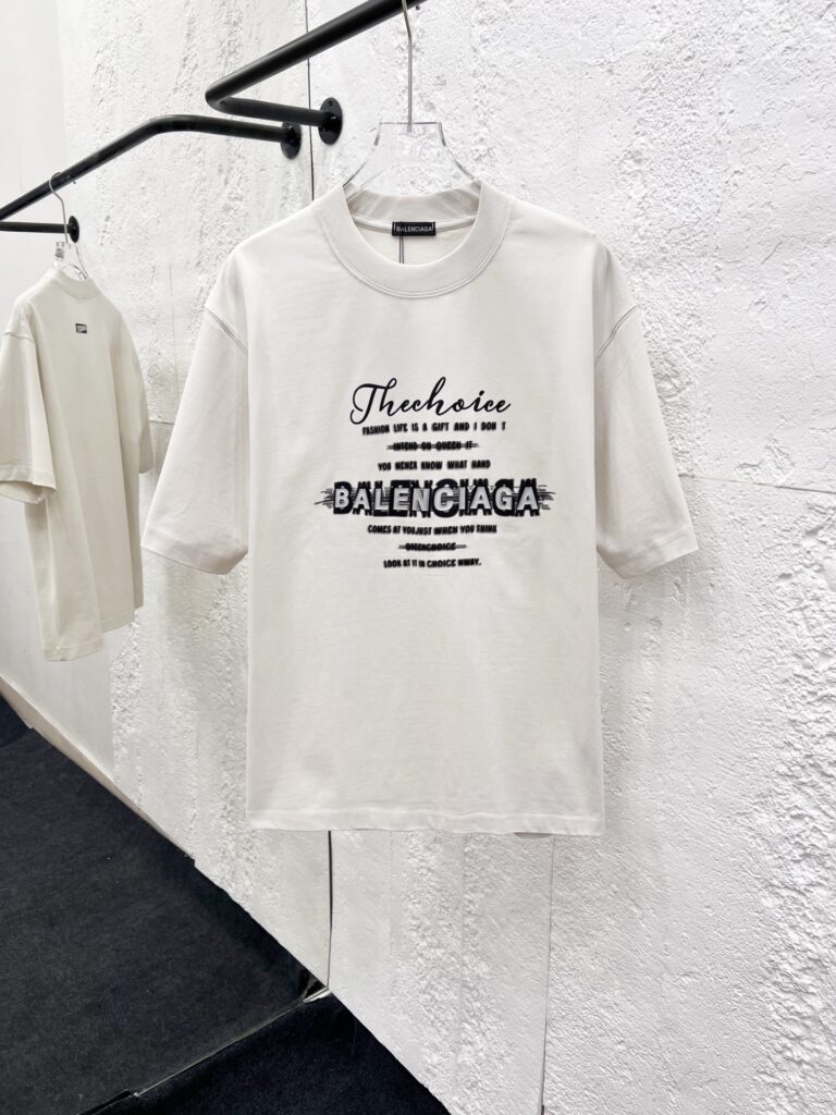 バレンシアガ「Balenciaga」ハイネックプレミアムコットン半袖Tシャツ