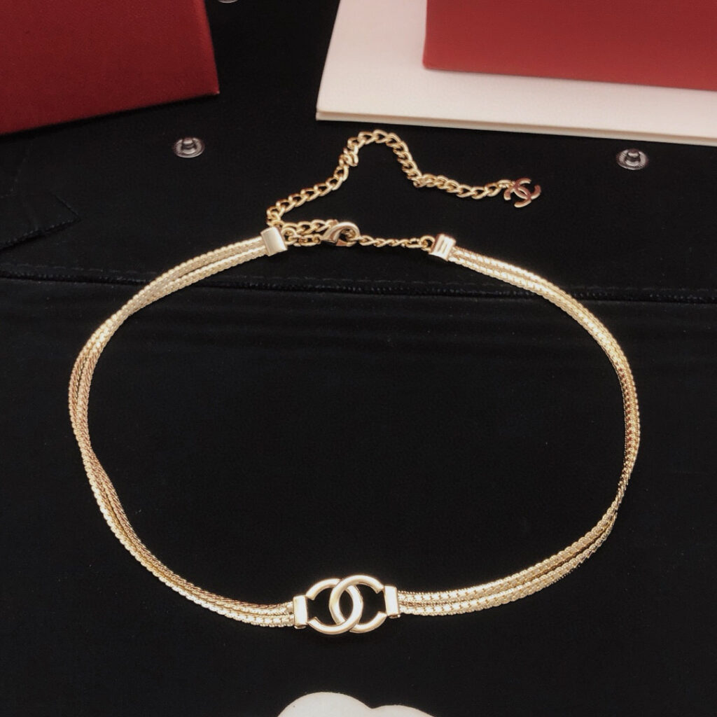 シャネル「Chanel」25V ダブルレイヤー スネーク チェーン ネックレス40cm