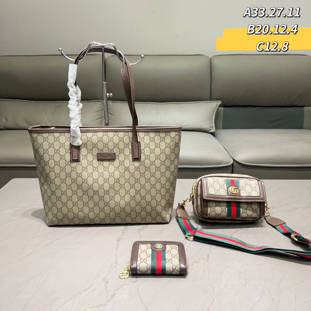 【定番クラシック】グッチ GG 柄 トート + オフィディアカメラバッグ + 短財布 3 点セット
