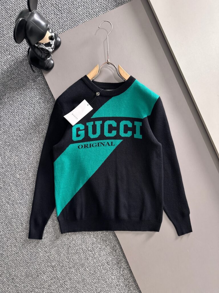 グッチ「Gucci」秋冬ウール混紡丸首プルオーバーニットセーター